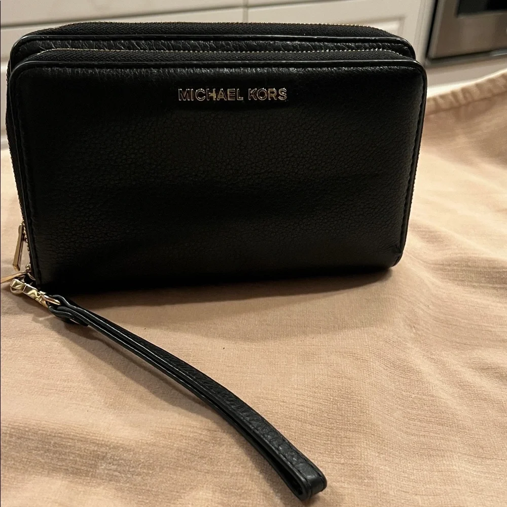 Michael Kors Black Leather Wristlet - Picture 3 of 16